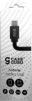 Кабель USB-MicroUSB плоский, силикон черн. 1м. CaseGuru 4680038178351