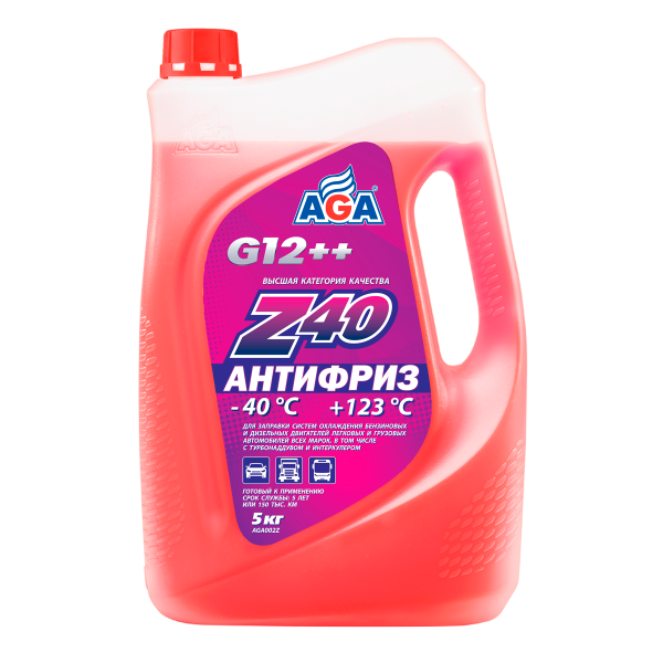 Антифриз (-40/+123) красный G12++ (готовый к применению) AGA-Z40   5л. /кор.3шт./ AGA002Z