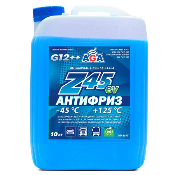 Антифриз (-45/+125) синий G12++ (готовый к применению) AGA-Z45EV  10л. AGA307Z