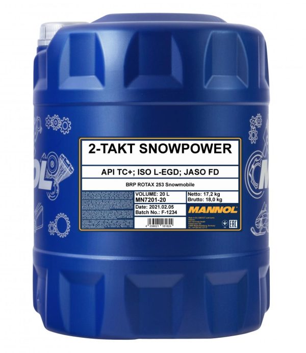 2T Snowpower MANNOL  20л. синт. API TC+ Масло моторное