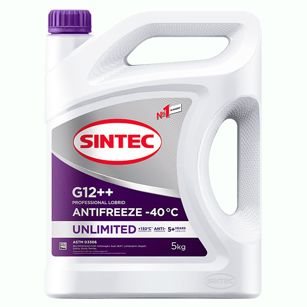 Антифриз (-40) малиновый G12++ Unlimited violet SINTEC   5кг. /кор.4шт./