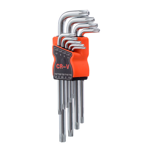 Набор ключей TORX, 9 предметов (T10; T15; T20; T25; T27; T30; T40; T45; T50) ZIP /кор.15шт./ PM4461