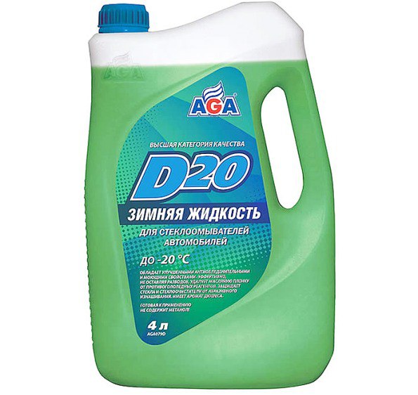 Омыватель стёкол зимний (-20) Windshield Washer Pre-Mix D20 AGA   4л. AGA079D /кор.3шт./ возобновлен