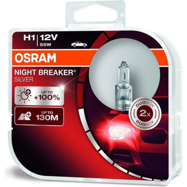 Лампа H1 12V 55W 12-55 P14.5s Night Breaker Silver OSRAM 64150