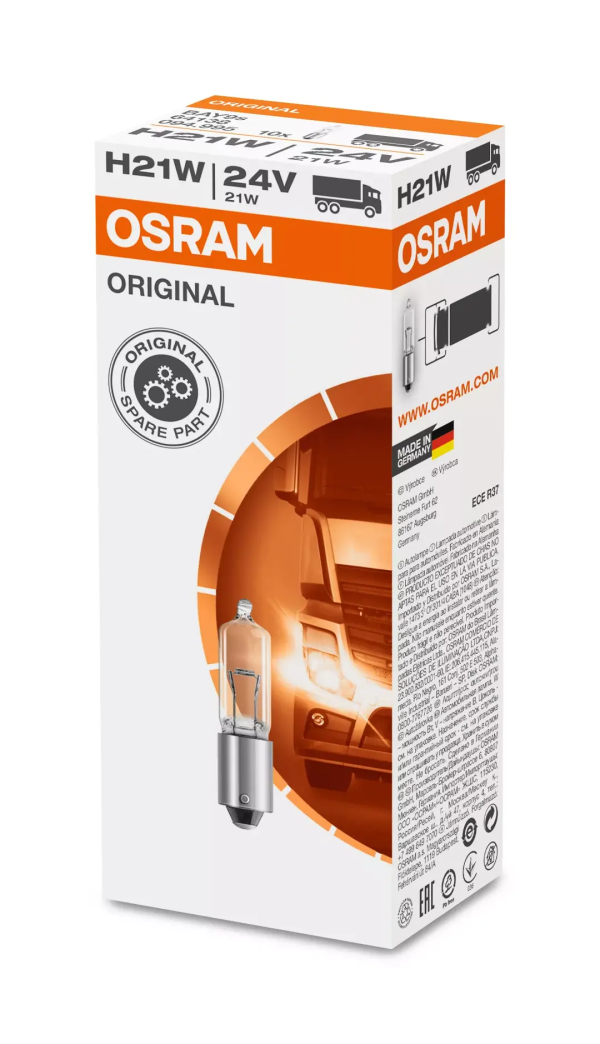 Лампа H21W 24V 21W BAY15d Original Line OSRAM 64138