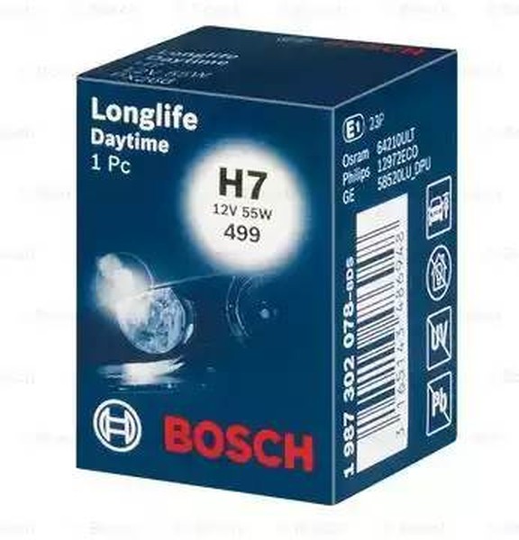 Лампа H7 12V 55W LONGLIFE DAYTIME PLUS 10 Bosch