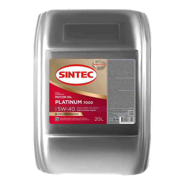 5/40 Platinum 7000 SINTEC  20л. синт. API SN/CF, A3/B4 Масло моторное