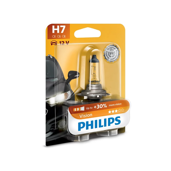 Лампа H7 Philips Vision 12V 55W PX26d +30% (арт. 12972PRB1)