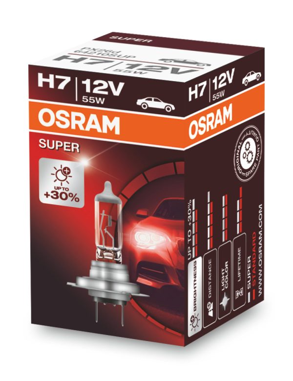 Лампа H7 12V 55W PX26d +30% больше света, Super OSRAM 64210SUP