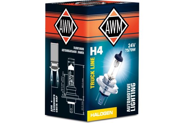 Лампа AWM H4 24V 75/70W (P43Т)