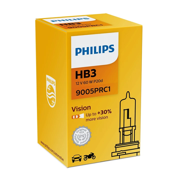 Лампа HB3 Philips Vision 12V 65W P20d C1 +30% (арт. 9005PRC1)