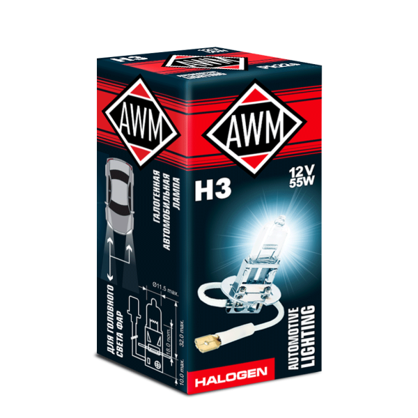 Лампа AWM H3 12V 55W (PK22S)