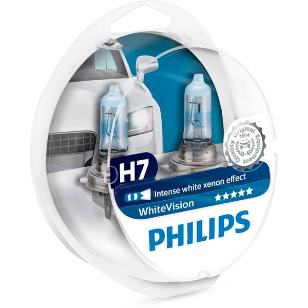 Лампа H7 Philips WhiteVision к/т (арт.12972WHVSM)